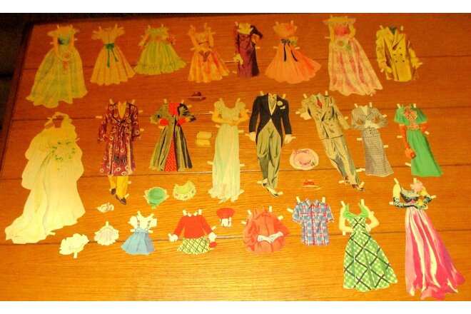 Vintage Paper Doll Clothes and Accessories Lot (32) Outfits + Accessories   #27