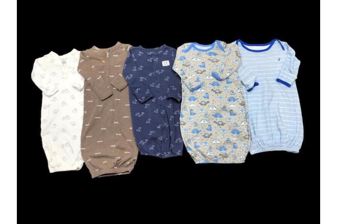 Baby Boy Newborn 0-3 Months Carter's Cotton Nightgowns Sacks Pajamas Clothes Lot