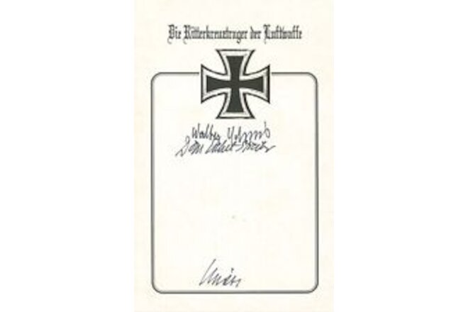Luftwaffe Aces Signed Bookplate x3 w/ Schuck Spate von Eichel-Streiber