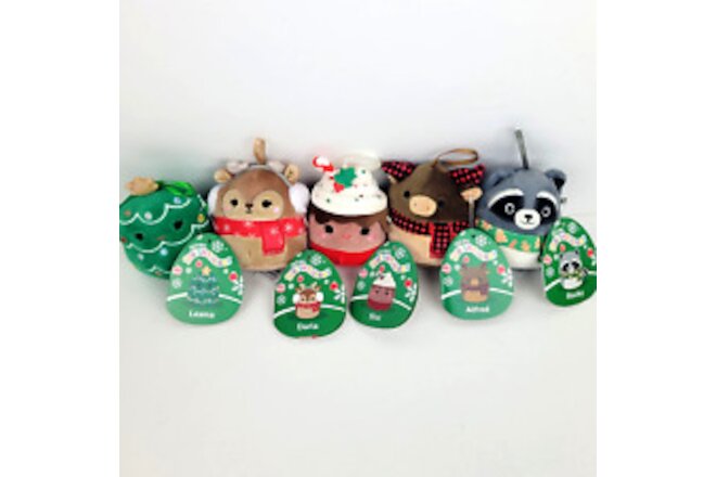 Set of 5 Squishmallows Holiday Collection Christmas Ornaments 2023 Classic Squad
