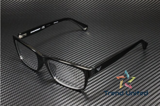 EMPORIO ARMANI EA3050F 5017 Shiny Black Demo Lens 55 mm Men's Eyeglasses