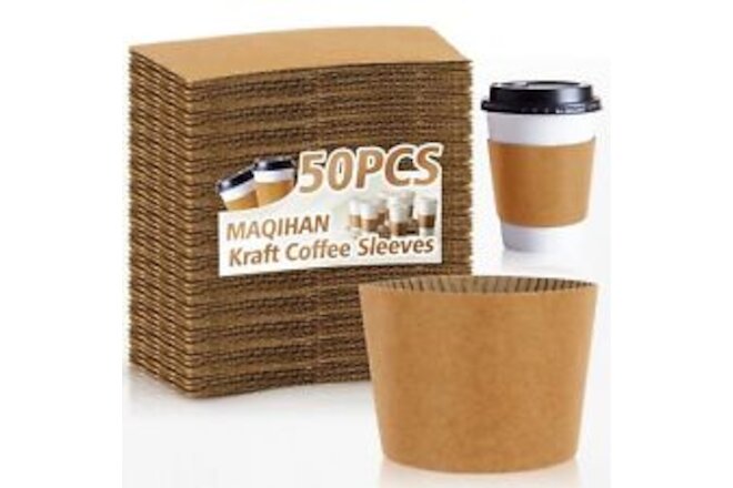 50PCS Coffee Cup Sleeves - Hot Coffee Sleeves Disposable Cold Drinks Iced Ins...