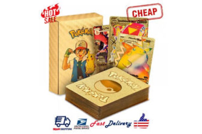 55Pcs Pokemon Card Foil GOLD PACK 55 CARDS TCG GX Vmax GX Card Charizard Rare