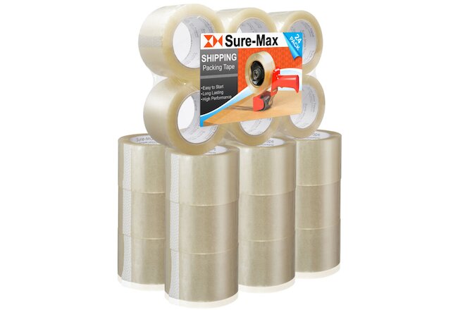 24 Rolls 3" Extra-Wide Clear Shipping Packing Moving Tape 110 yds/330' ea - 2mil