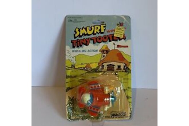 80s Galoob Smurf Wind Up Tiny Tooter Airplane Plane Toy Vintage 1982