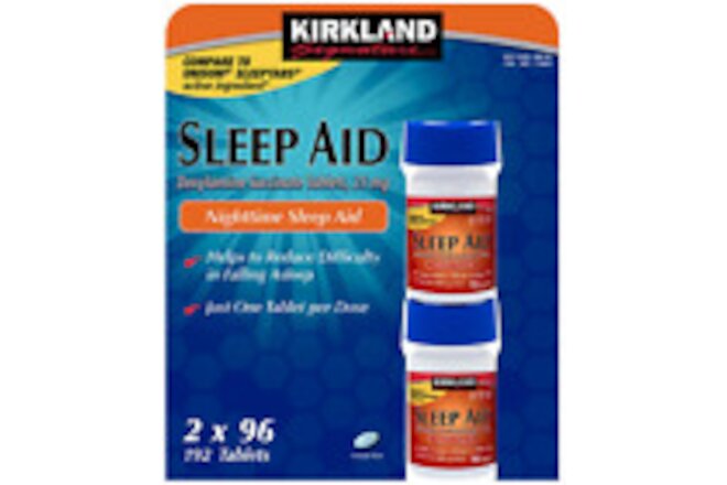 Kirkland Signature Sleep Aid Doxylamine Succinate 25 Mg 2 X 96 Tablets 192-Count
