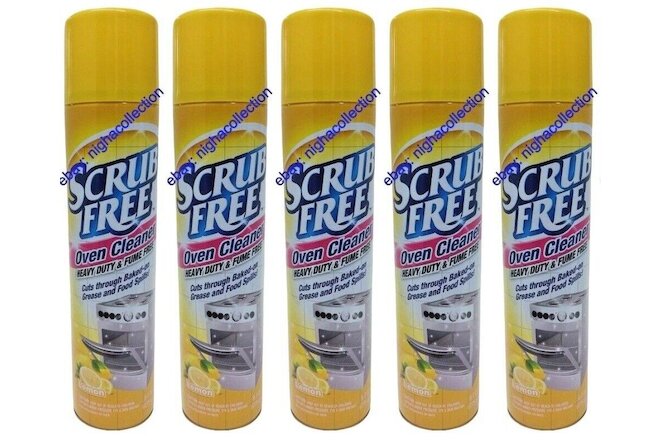5 X Scrub Free Oven Cleaner Heavy Duty & Fume Free Cuts Through Baked On 9.7 oz