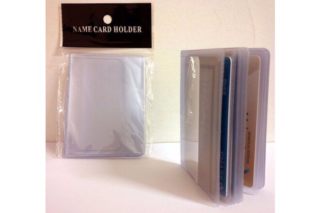 LOT OF 2 16-PAGE CREDIT CARD HOLDER PLASTIC CLEAR WALLET PHOTO INSERTS 17914