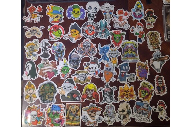 Scary Skull lot of Stickers pvc glossy sticker set A 50pc 2"-3"