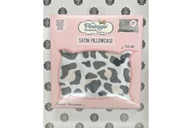 The Vintage Cosmetic Company Satin Pillowcase White Leopard Print Standard Size
