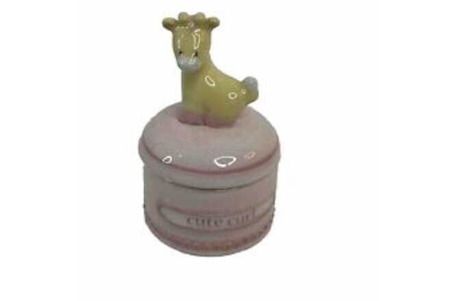 Baby Gund Tender Beginnings Cute Curl Ceramic Giraffe Trinket Box Keepsake Pink