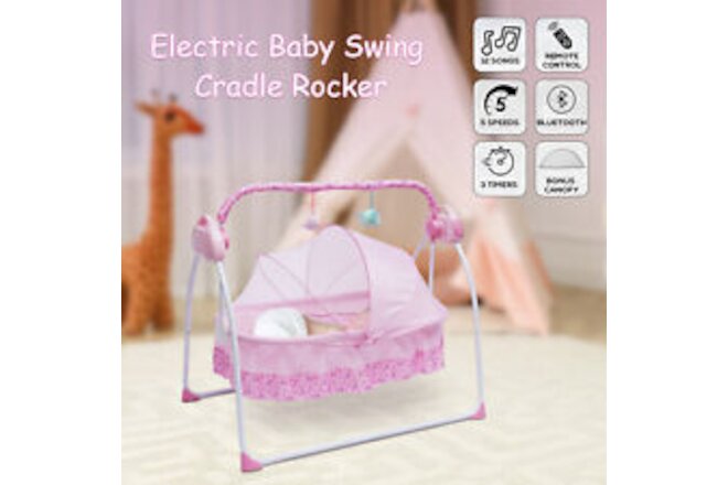 Electric Baby Crib Cradle Infant Rocker Automatic Swing Bed Baby Cradle Foldable