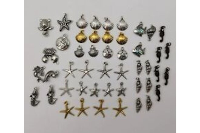 Sea Beach Marine Themed Jewelry Charms - Lot of 48