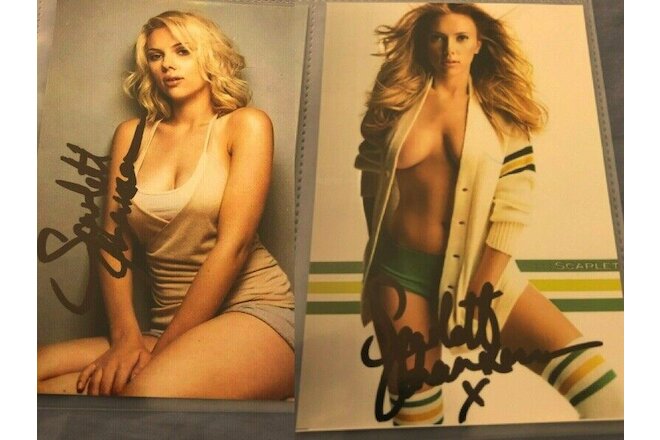 2 Scarlett Johansson 4x6 inch signed photos lot
