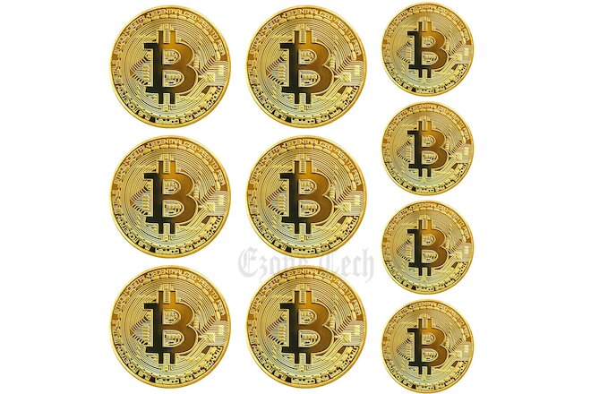 10Pcs Physical Bitcoin Commemorative Coin Gold Plated Collection Collectible