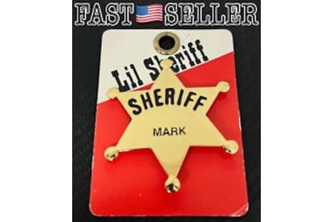 Swibco Vintage Brass Lil Sheriff Star Badge Engraved “Mark" - NEW! FAST!