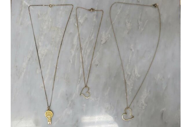 Lot of 3 Gold Filled Chain Necklaces With Pendants ~ 5.9 g ~ 7-I752