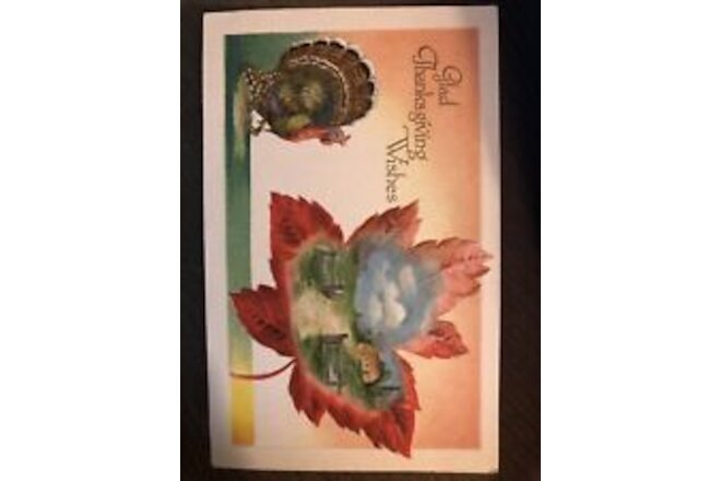 c1900 Glad Thanksgiving Wishes Winsch Schmucker Antique Embossed Postcard
