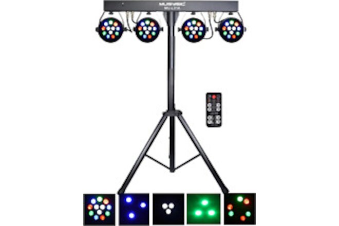 LED RGB Dj Light with Stand, 4 Par Powerhouse Gigbar for Parties, Concerts, and