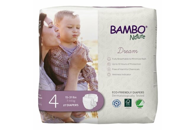 Bambo Nature Baby Diaper Size 4 15 to 31lbs. 1000016926 81 Ct