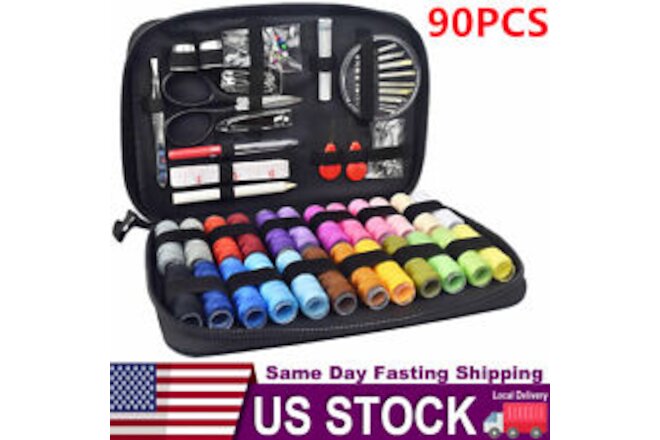 Sewing Kit with Case, 90PC Sewing Suppliesu, Needles, Scissors, Tape Measure etc