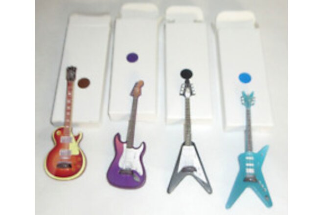 4 Miniature Rock Guitars 3.25" Les Paul Fender Flying V