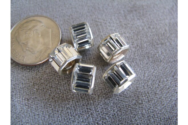 Lot of 5 Vintage Swarovski Channel Set Crystal Rondelle Beads 6x8mm