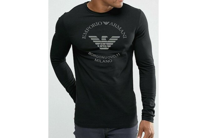 Emporio Armani Black Men's Long sleeve T-Shirt HNH05,Muscle fit,Size M*L*XL 7425