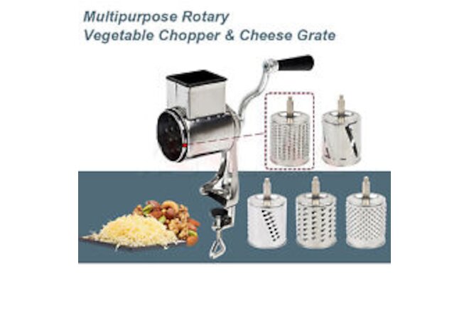 Rotary Coconut Shredder Cheese Grater Manual Vegetable Grinder Stainless Steel