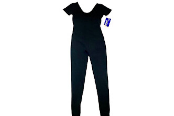 Bal Togs Unitard Bodysuit Jumpsuit Short Sleeve SS Stretch Black New Women M