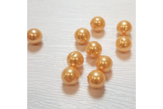 10mm Golden Peach Vintage Pearl Plastic Round Beads,  Qty 10,