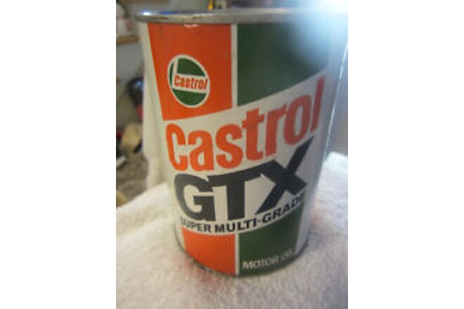 1  Castrol Full Pre-Barcode Circa 70's GTX Motor tin Oil Quart 10W/50 VTG gas ad