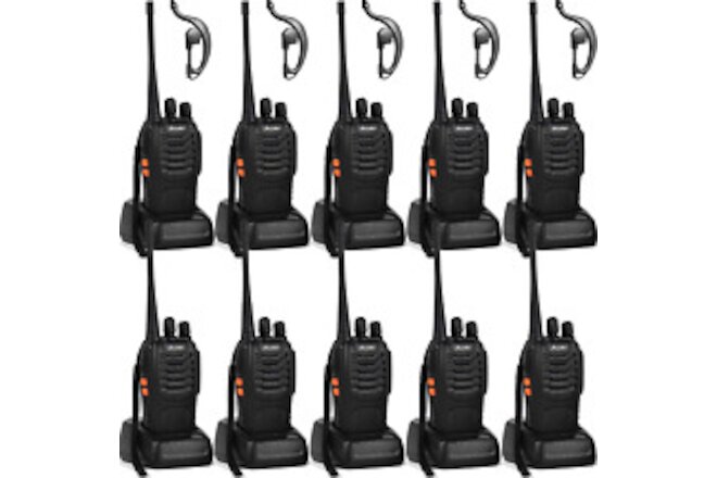 Walkie Talkies 10 Pack Long Range Rechargeable 2 Way Radio UHF 16-Channel with E