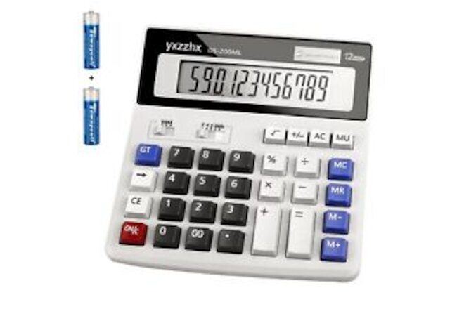 Desk Calculator 12 Digit Extra Large 4.3-Inch LCD Display, Two Way Power Batt...