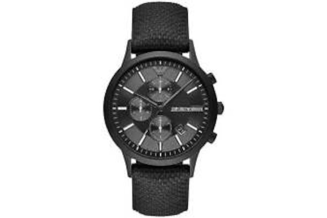 Emporio Armani Black Silicone and Steel Chronograph Watch