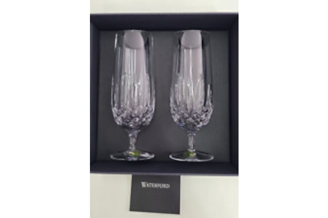 Waterford Lismore Nouveau Hurricane Glasses Set of 2 Crystal Original Box