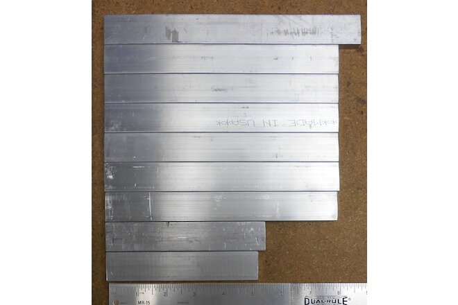 (9) pieces 6061 Aluminum bar stock rectangle 1/2 x 1 x asstd mainly 7" - cutoffs