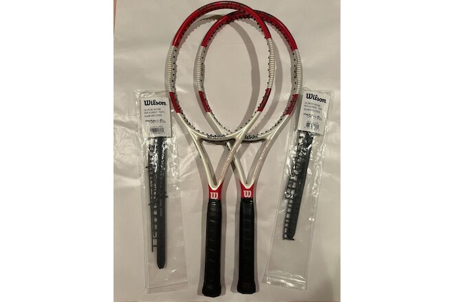 (2) Wilson Six.One 95S Tennis Racquet Racket 4 3/8 grip with New Grommet Sets