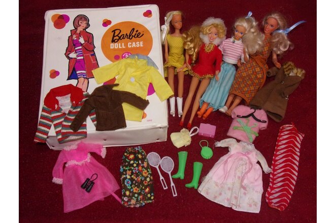 VTG Lot 39 1966 x3 Barbie Dolls 1978 Darci 1958 Case Jordache Coat Accessories