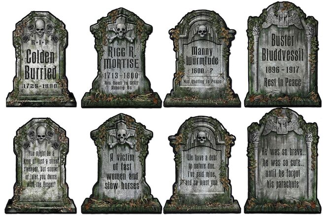 4 Tombstone Cutouts 15" Halloween Party Decorations Haunted House House