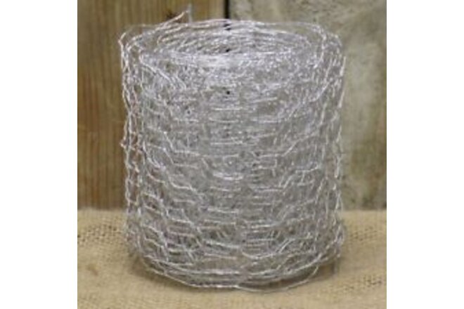 9 Feet long Silver Chicken Wire Ribbon 4 inches high Natural