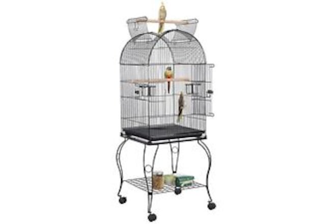59-Inch Rolling Standing Medium Dome Open Top Bird Cage for Parrots Cockatiel...