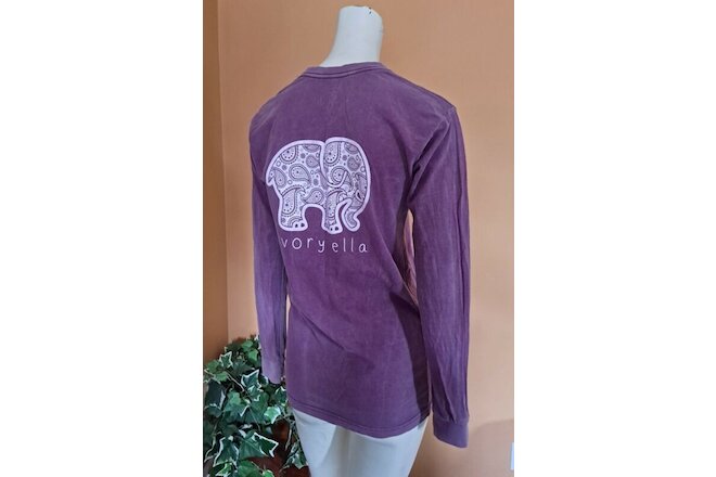 Ivory Ella Long Sleeve T- Shirt Top Women's Size S Purple Cotton