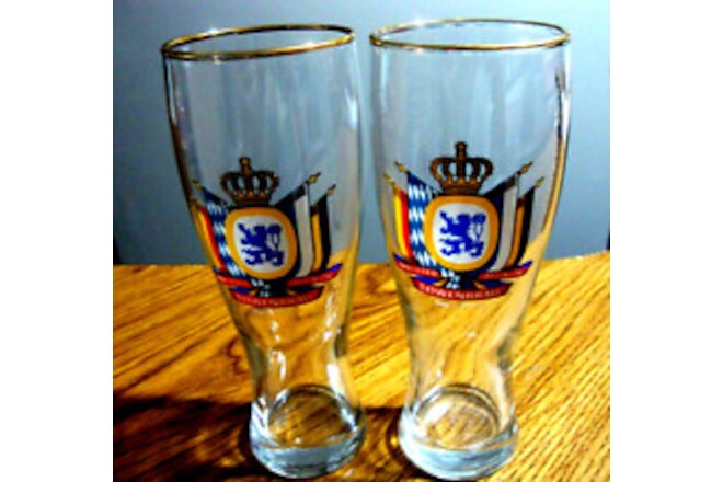 LOWENBRAU  GERMANY   BEER GLASSES X 2   NEW OUT OF BOX IN 1976