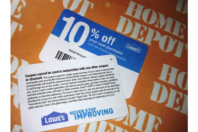 (20x) L0WES 10% Off Cards for Home Depot only Expires MARCH 15 2022