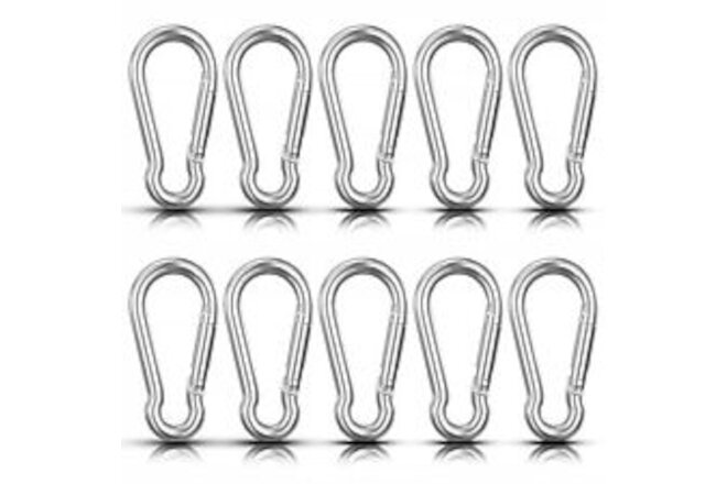 10 Pcs Stainless Steel Spring Snap Carabiner Hooks for Plants Pets Tags Flag