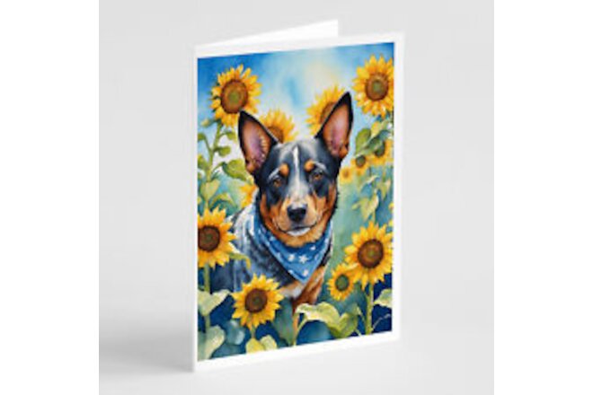 Australian Cattle Dog in Sunflowers Cards Envelopes Pack of 8 DAC6013GCA7P