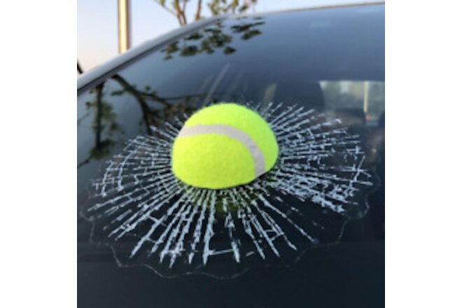 3D Prank Glass Window Sticker April Fool Ball Hit Car Self Adhesive Green Tennis