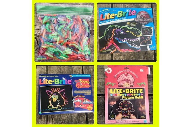 Lite Brite Vintage Lot of 500+ PEGS 8 Colors + 3 Packs Refill Sheets (1 New)