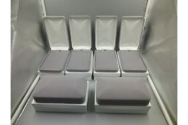LOT OF 6 NEW LARGE FLIP TOP GRAY JEWELRY DISPLAY CASES / BOXES FOR NECKLACES